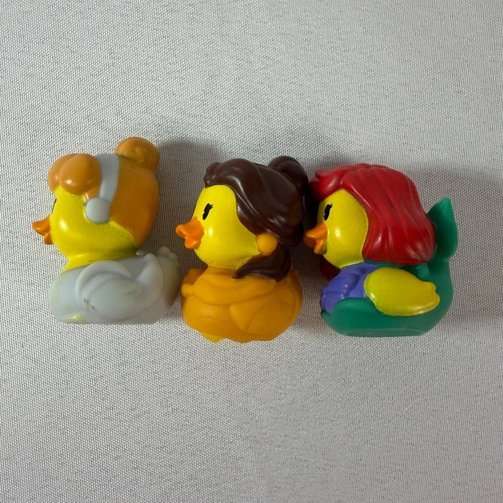 Disney Princess Rubber Mini Duck Cinderella Belle Ariel Bath Toy Collectibles 3